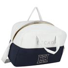 White & Navy Blue Logo Baby Changing Bag, 1, hi-res
