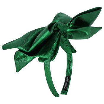 Girls Metallic Green Bow Headband
