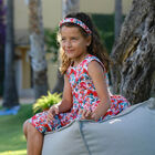 Girls Red Printed Dress, 1, hi-res