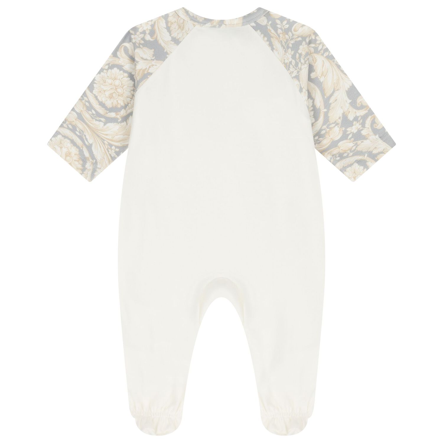 Baby Girls Ivory & Grey Barocco Babygrow, 1, hi-res
