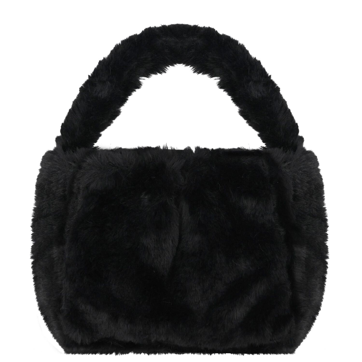 Girls Black Faux Fur Handbag, 3, hi-res image number null