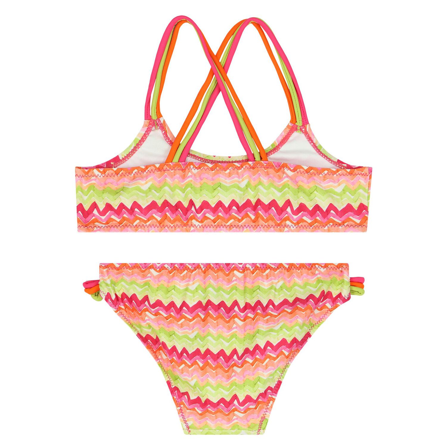 Girls Orange & Green Zig zag Bikini, 1, hi-res image number null