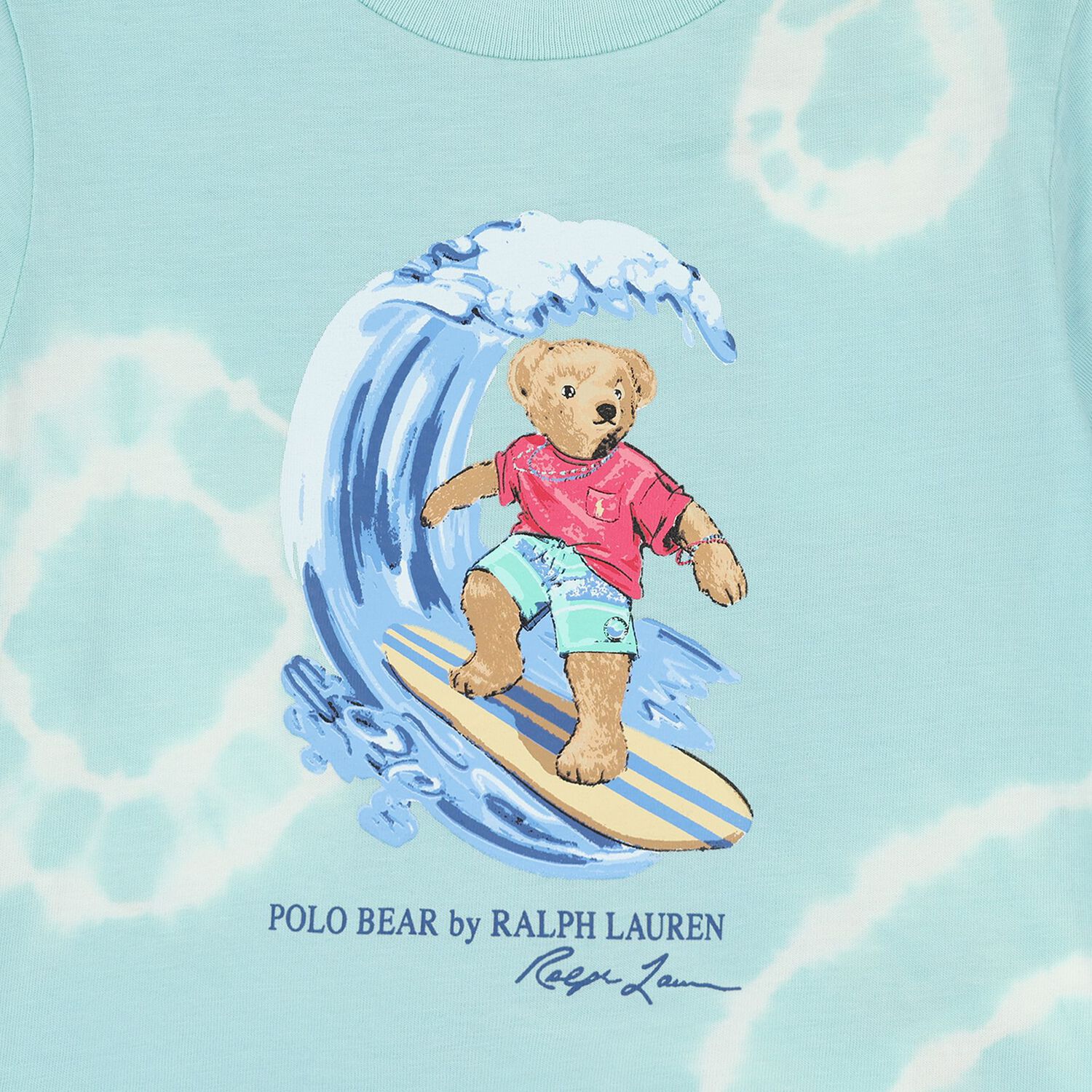 Baby Boys Turquoise Blue Teddy Bear Logo Shorts Set, 1, hi-res