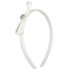 Girls White Bow Headband, 4, hi-res