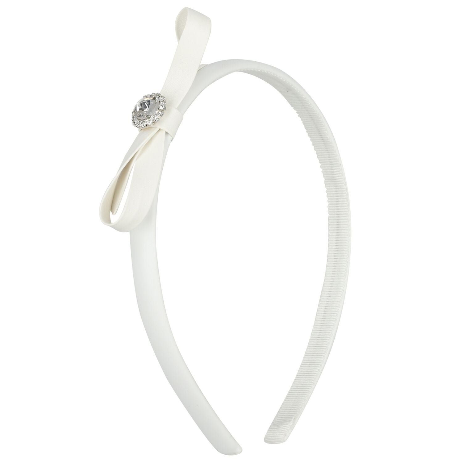 Girls White Bow Headband, 4, hi-res