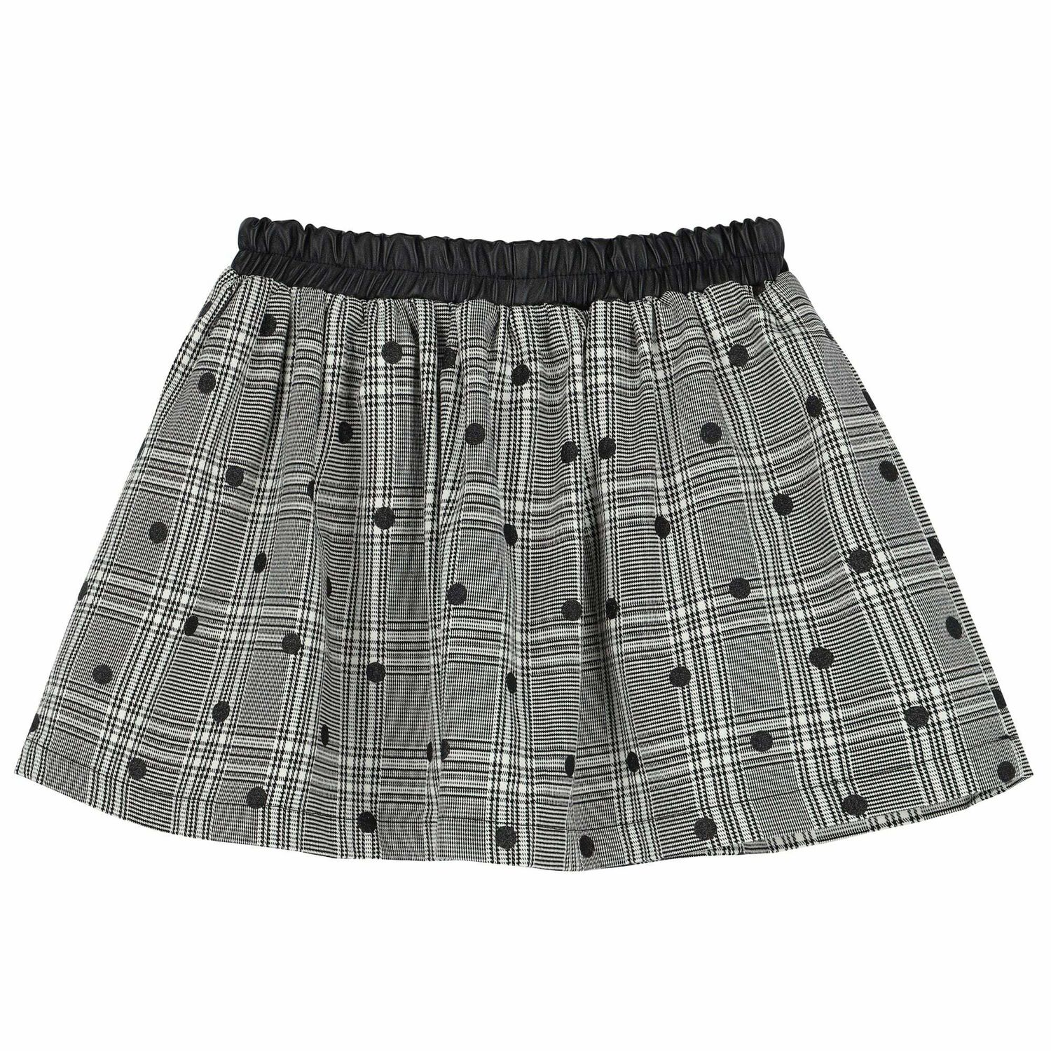 Girls Black & White Check & Dot Skirt, 1, hi-res image number null