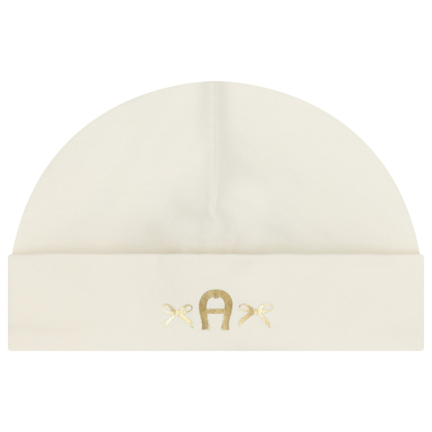 Baby Girls Ivory & Gold Logo Hat, 1, hi-res