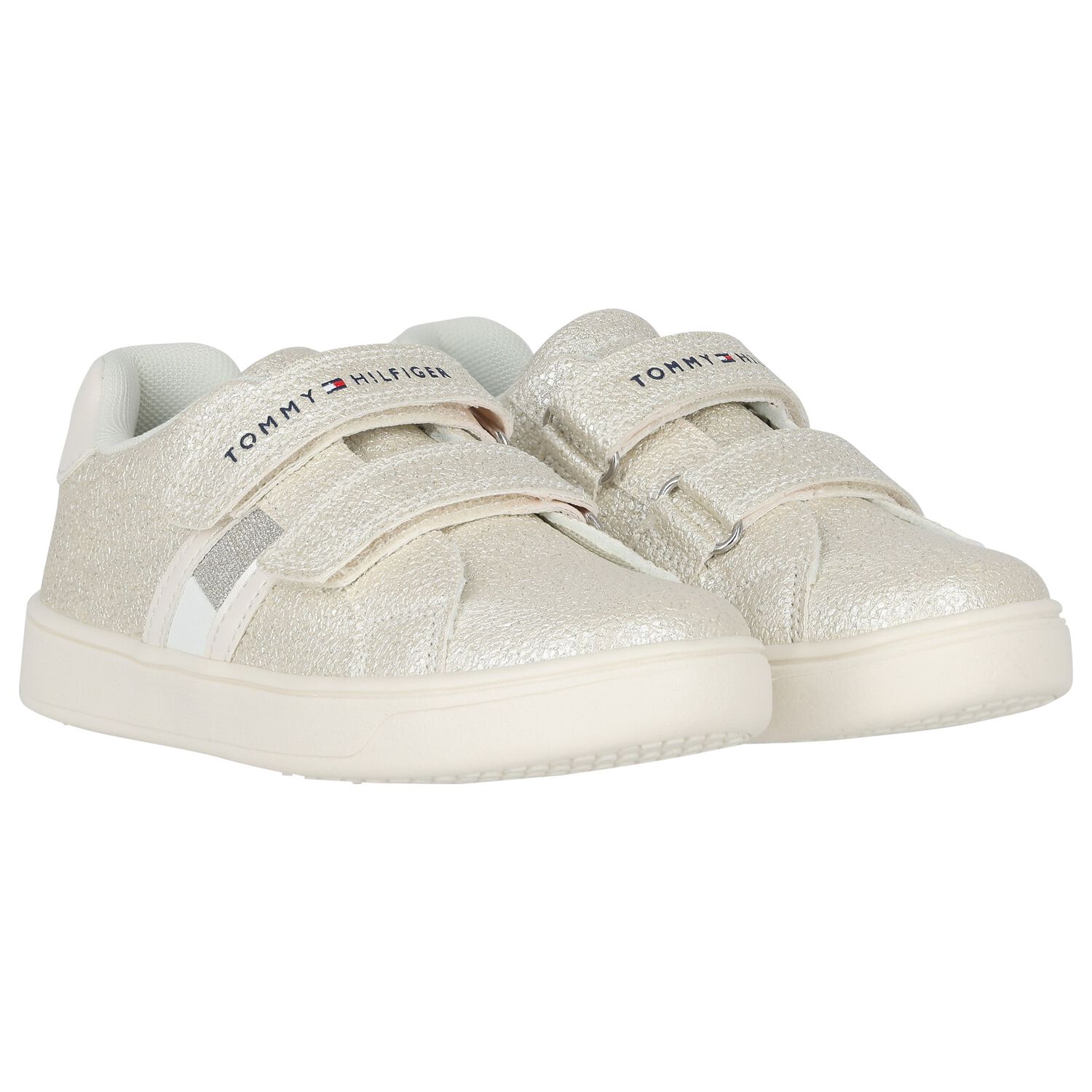 Girls Ivory Faux Leather Trainers, 1, hi-res