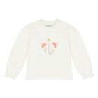 Younger Girls Ivory Flower Long Sleeve Top, 2, hi-res