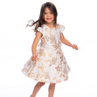 Girls Blue & Gold Brocade Dress, 1, hi-res