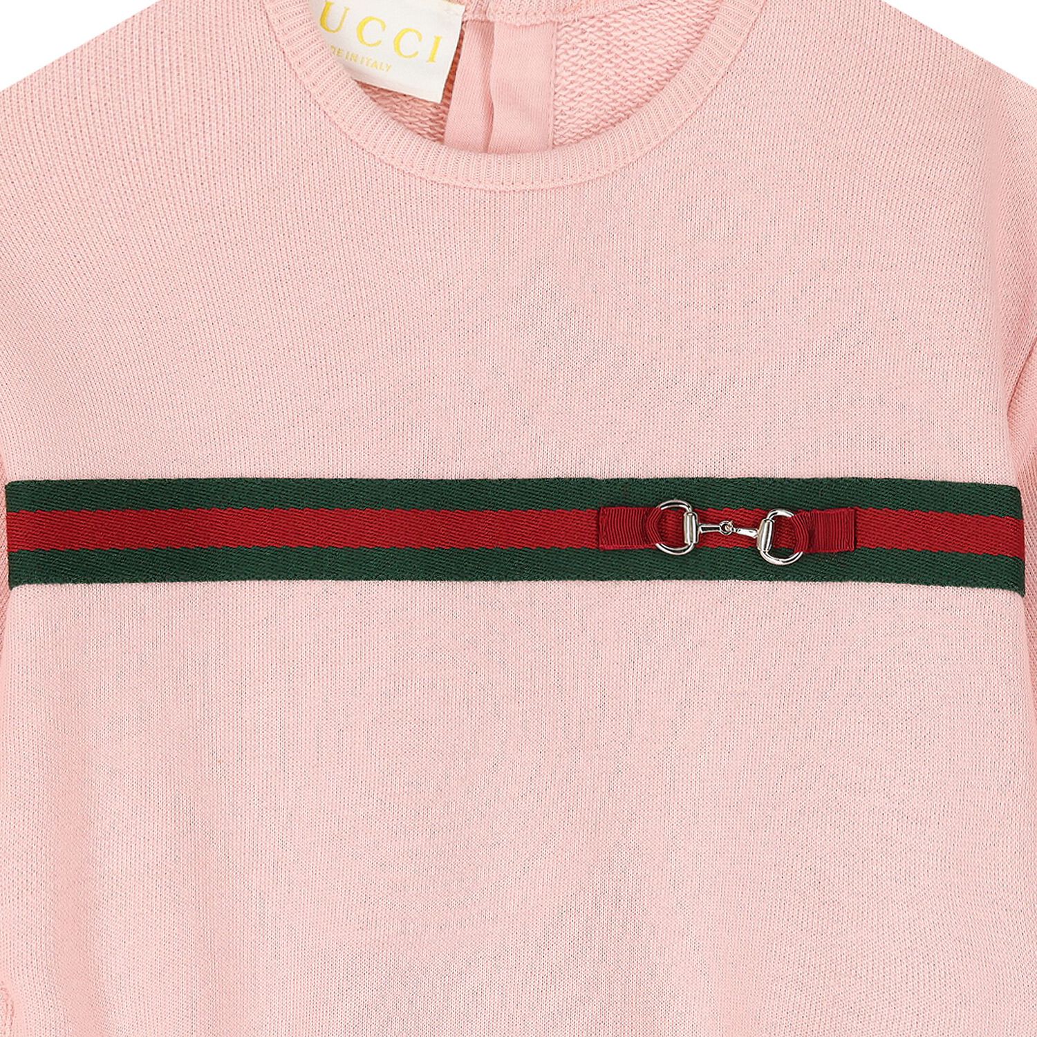 Baby Girls Pink Web Striped Sweatshirt, 2, hi-res