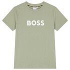 Boys Mini Me Green Logo T-Shirt, 12, hi-res