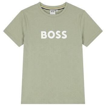 Boys Mini Me Green Logo T-Shirt