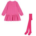 Girls Pink Gingham Dress Set, 1, hi-res