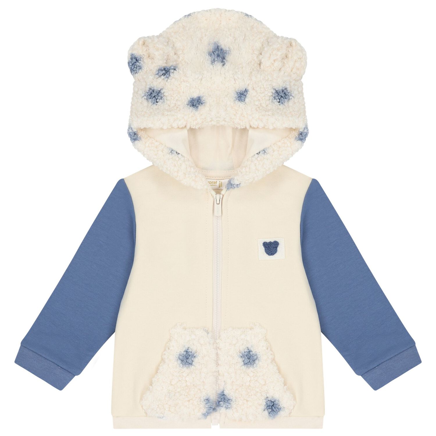 Baby Boys Beige, White & Blue Tracksuit (3 Piece), 1, hi-res