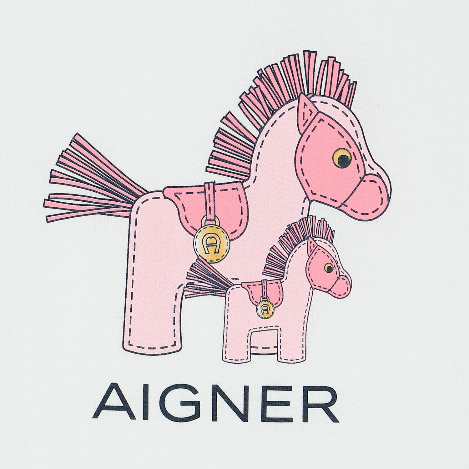 Girls White & Pink Horse Pyjamas, 2, hi-res