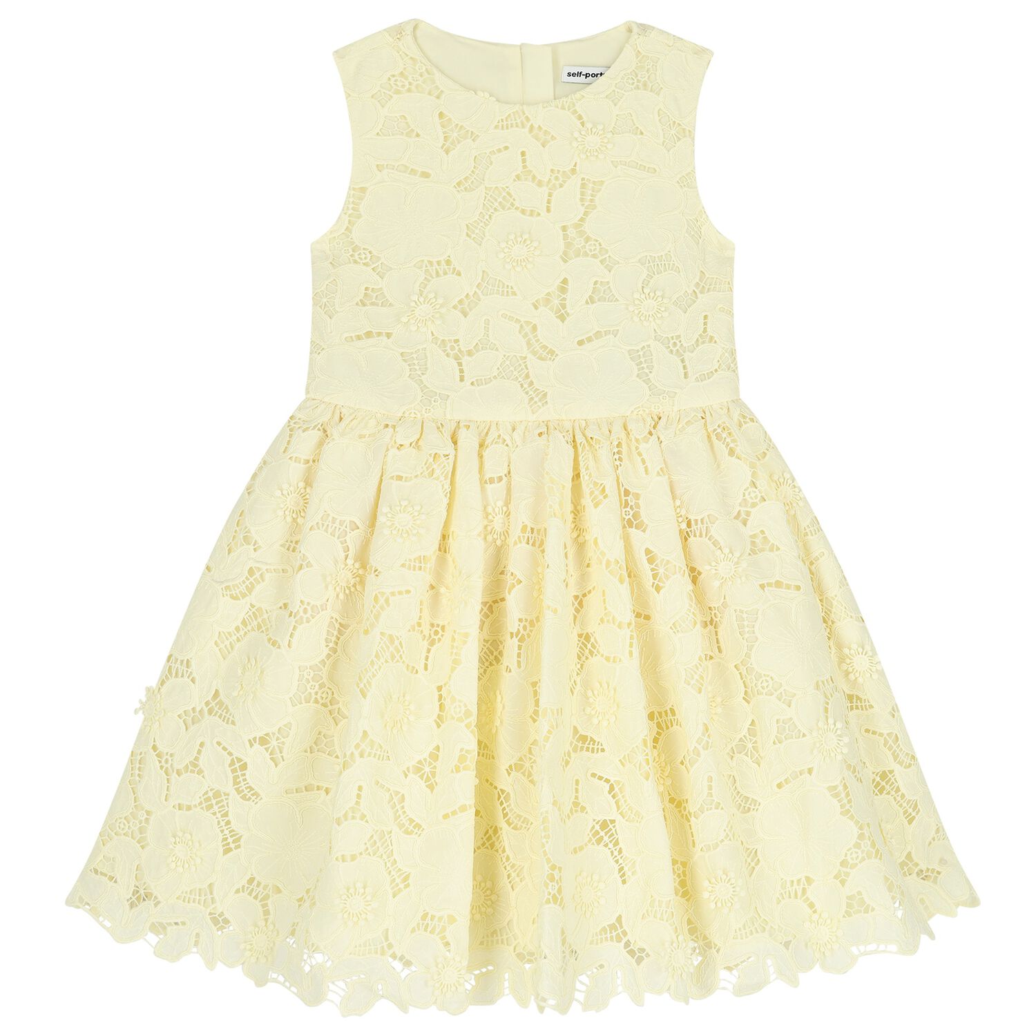 Girls Yellow Flower Lace Dress, 1, hi-res