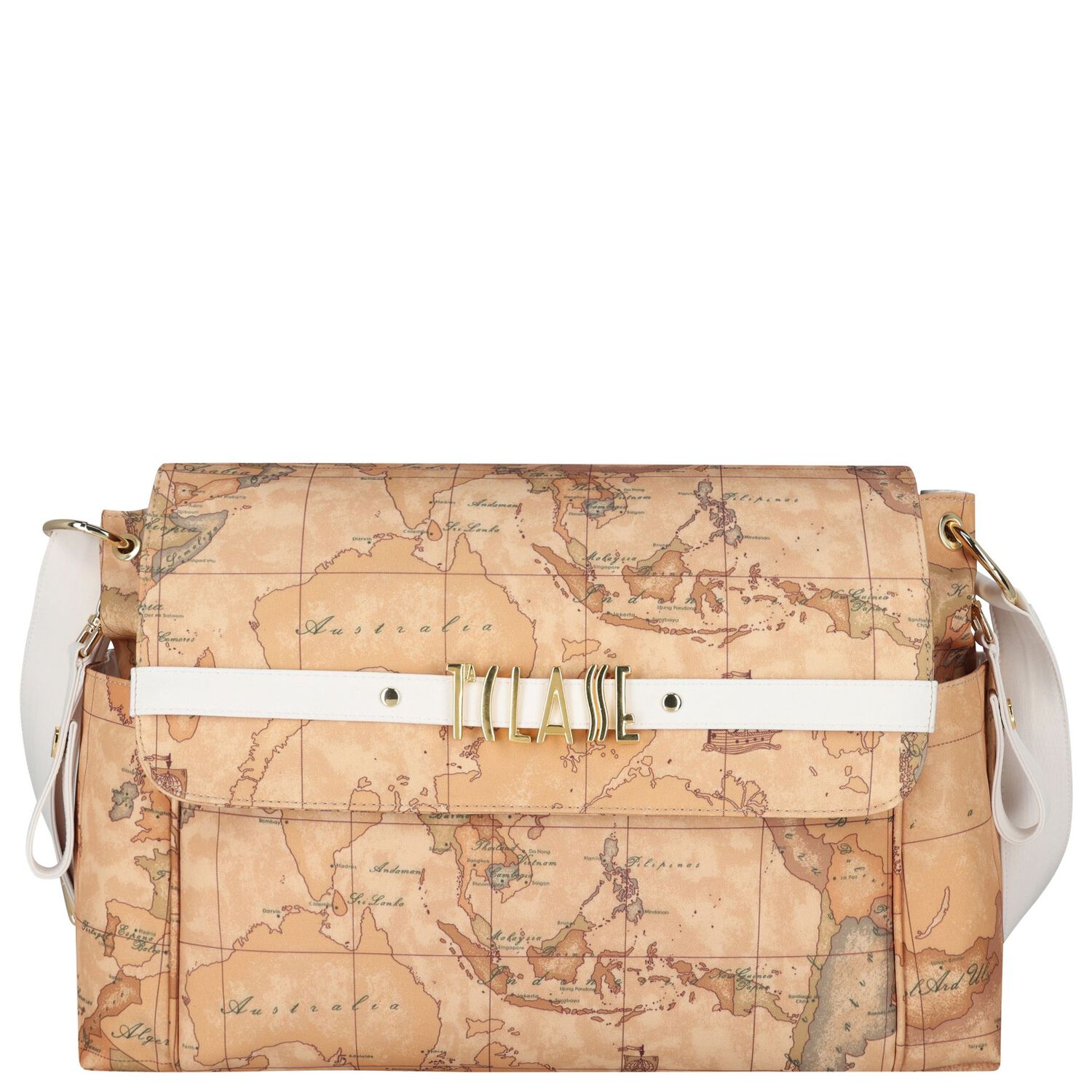 Beige Geo Map Baby Changing Bag, 1, hi-res