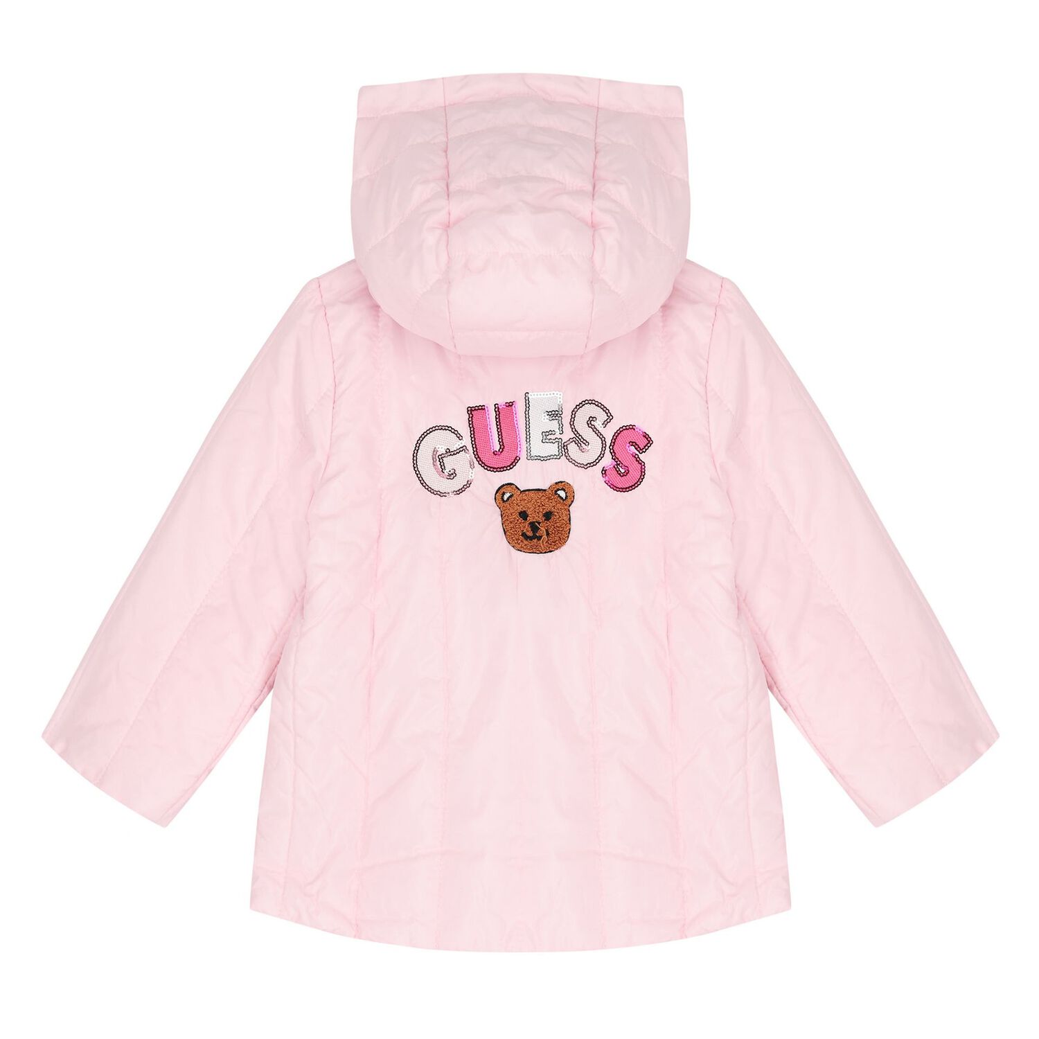 Younger Girls Pink Padded Puffer Jacket, 1, hi-res image number null