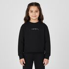 Girls Black Logo Sweatshirt, 1, hi-res