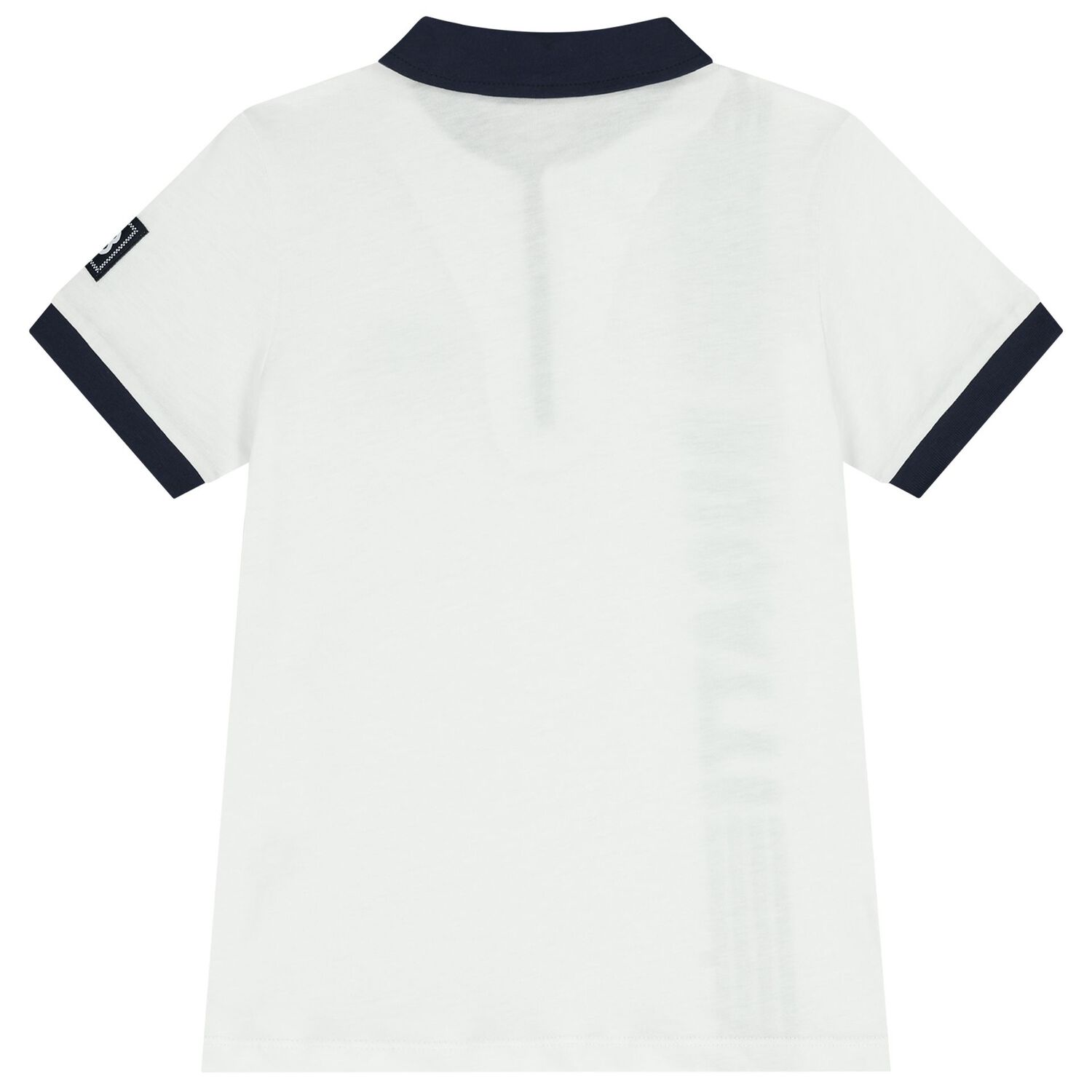 Boys White & Navy Blue Logo Polo Shirt, 1, hi-res