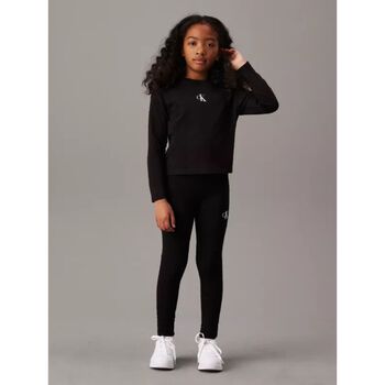 Girls Black Logo Leggings