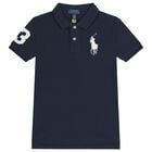 Boys Navy Blue Logo Polo Shirt, 1, hi-res