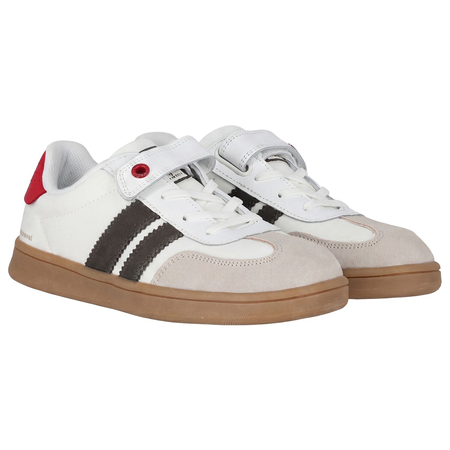 Boys Ivory & Red Trainers, 1, hi-res