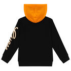Boys Black Logo Hooded Zip Up Top, 1, hi-res