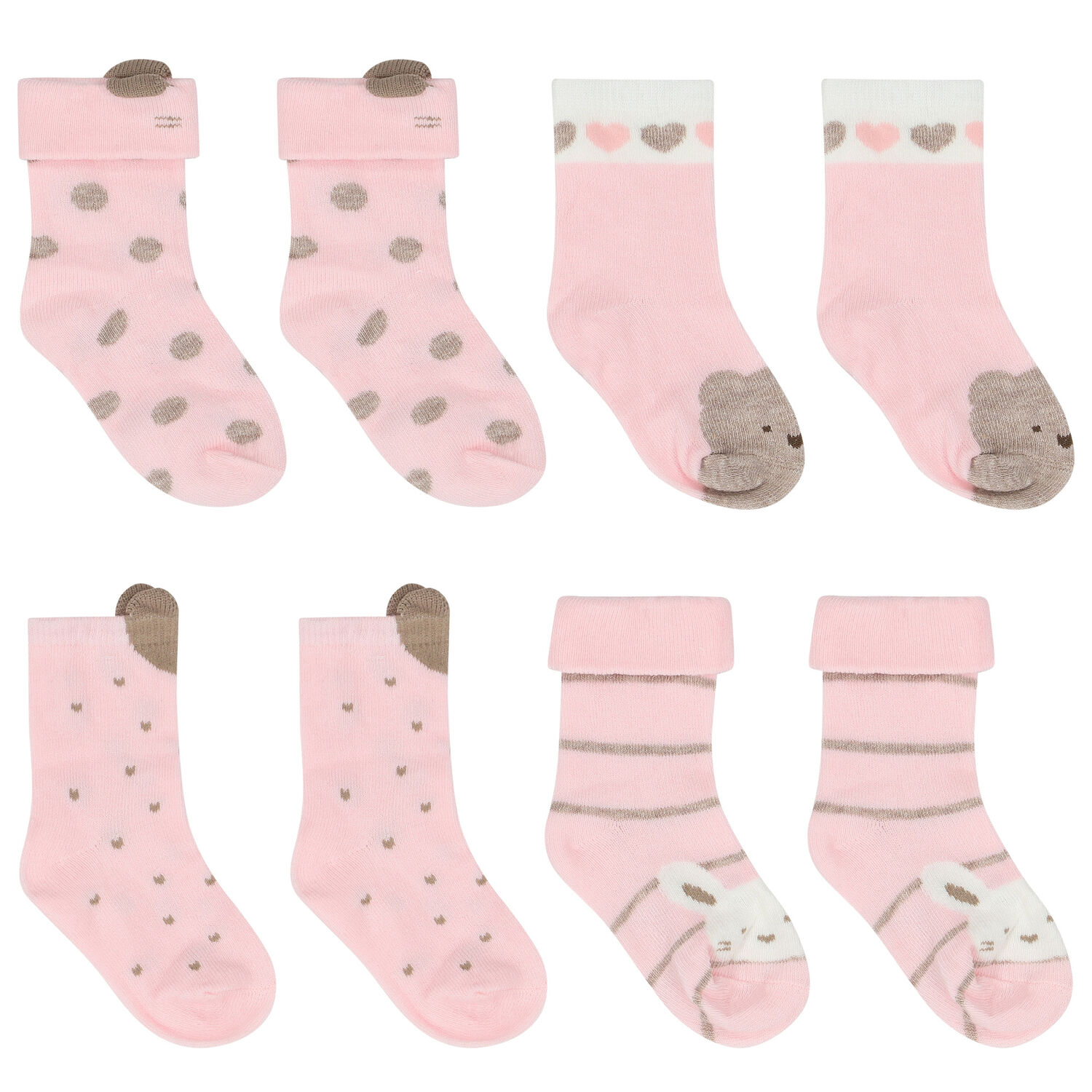 Baby Girls Pink Socks ( 4-Pack ), 1, hi-res image number null