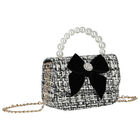 Girls Ivory & Black Tweed Bow Bag, 2, hi-res