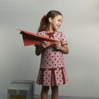 Girls Burgundy & White Tweed Dress, 1, hi-res