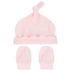Baby Girls Pink Hat & Mitten Set, 1, hi-res