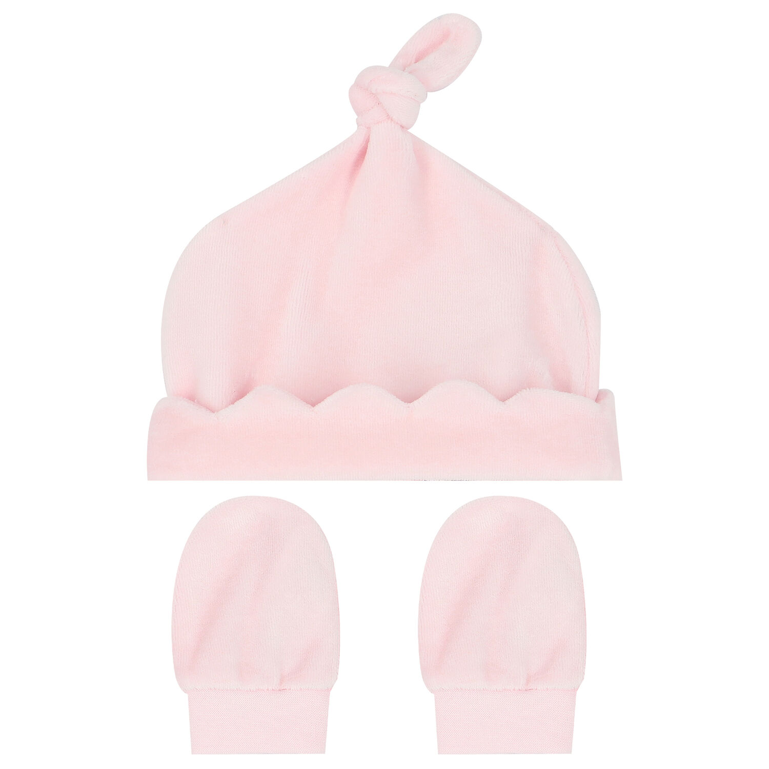 Baby Girls Pink Hat & Mitten Set, 1, hi-res