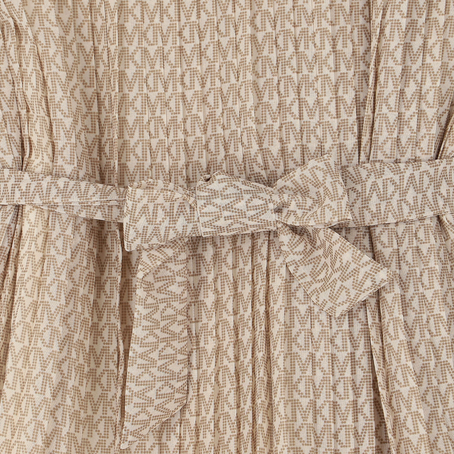 Girls Ivory Logo Pleated Chiffon Dress, 1, hi-res