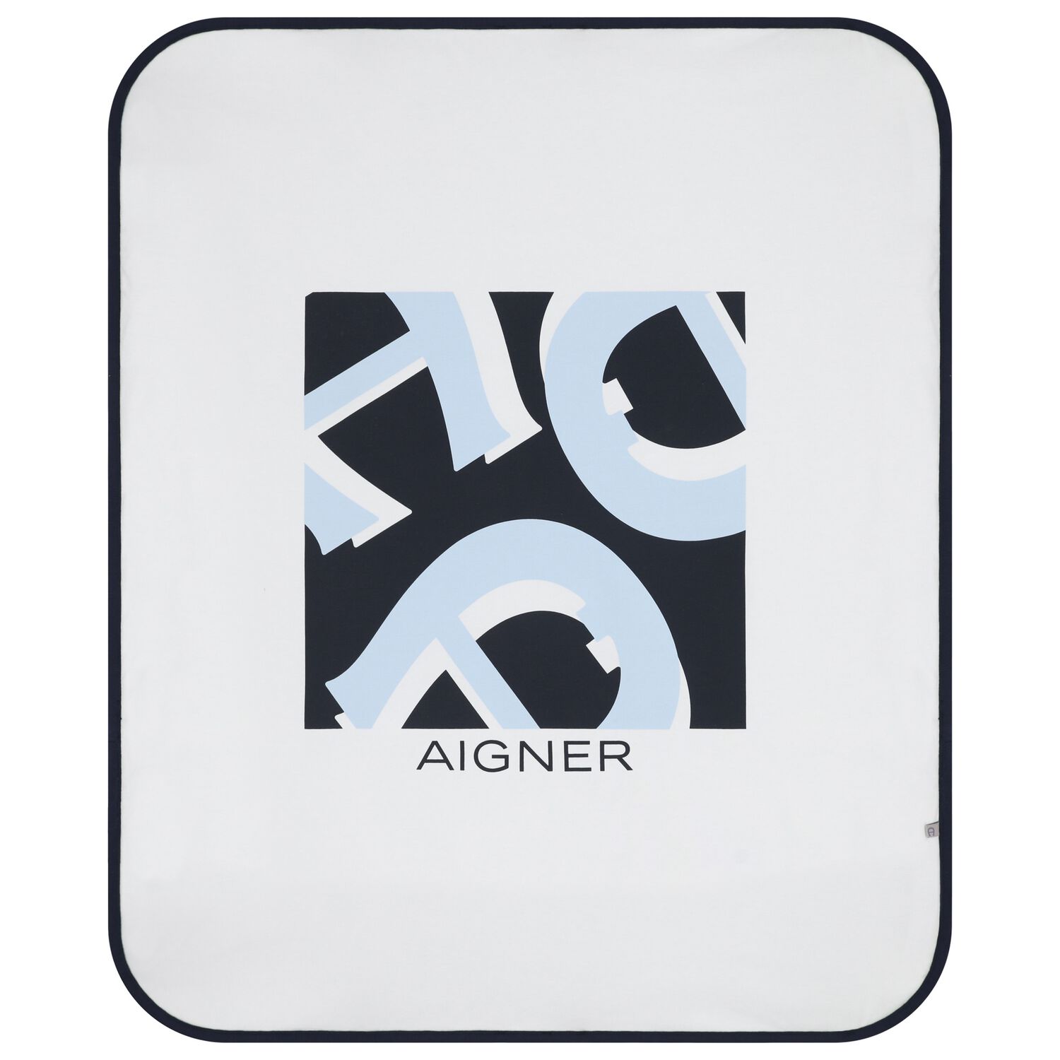 Baby Boys White & Navy Blue Logo Blanket, 2, hi-res