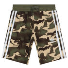 White & Khaki Green Trefoil Shorts Set, 1, hi-res