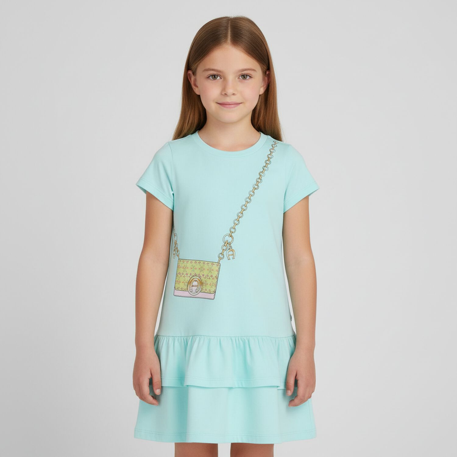 Girls Aqua Logo Bag Dress, 1, hi-res image number null