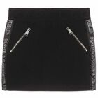 Girls Black Logo Skirt, 1, hi-res