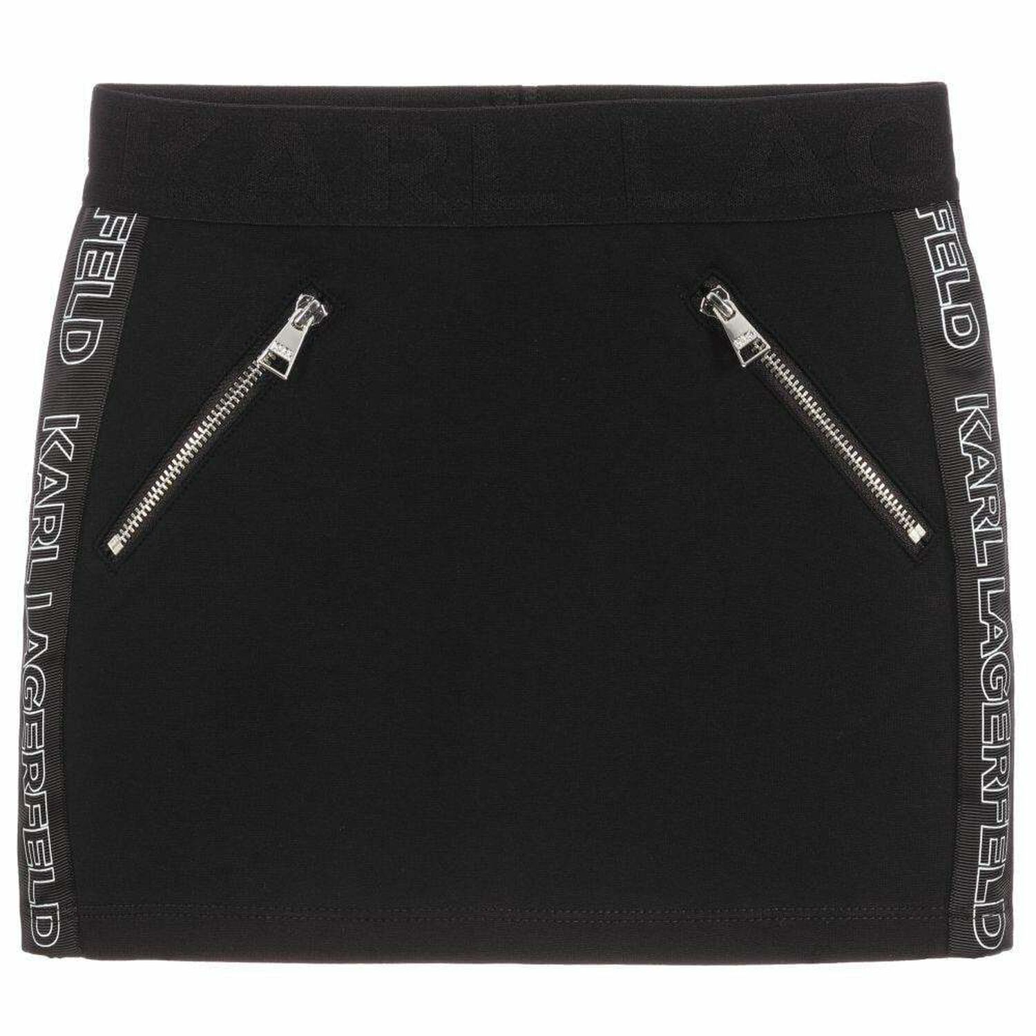 Girls Black Logo Skirt, 1, hi-res