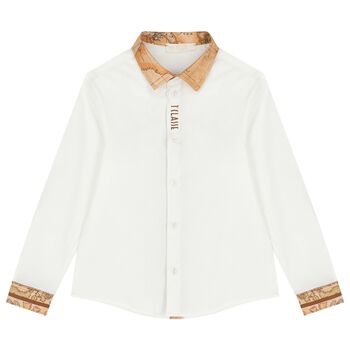 Boys White Geo Map Shirt