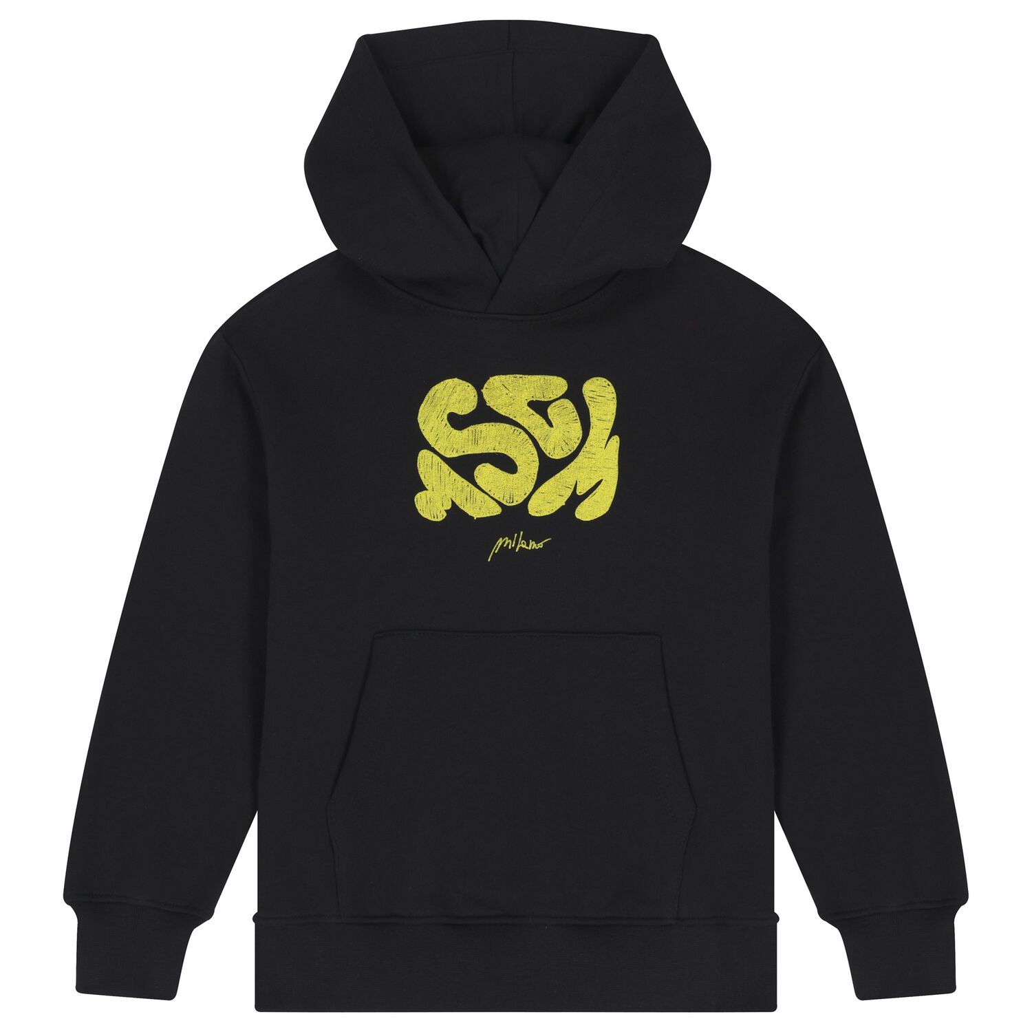 Boys Black Logo Hooded Top, 1, hi-res