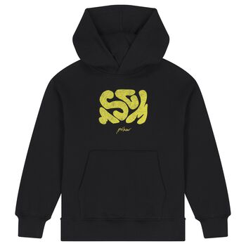 Boys Black Logo Hooded Top