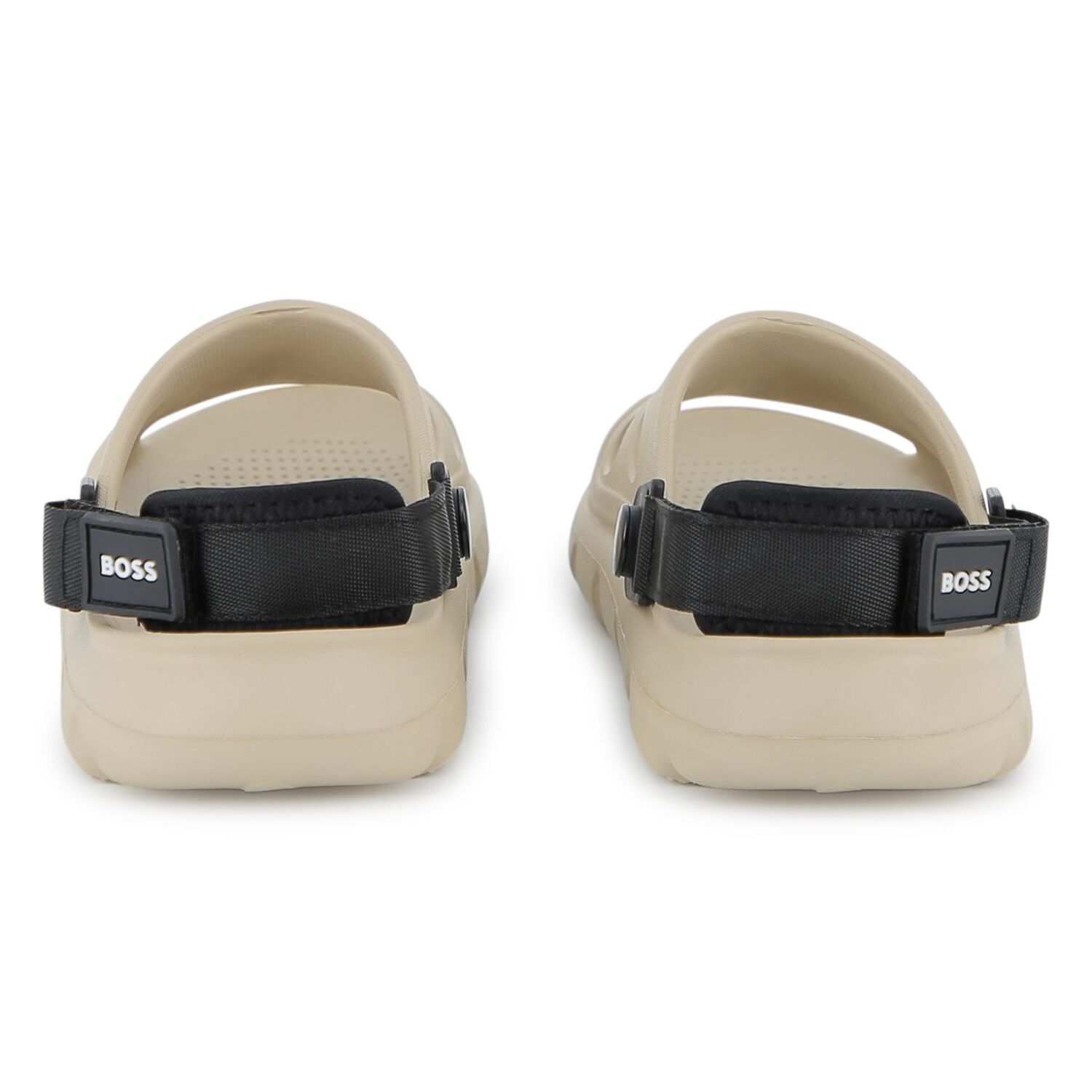 Boys Beige & Black Logo Sandals, 2, hi-res