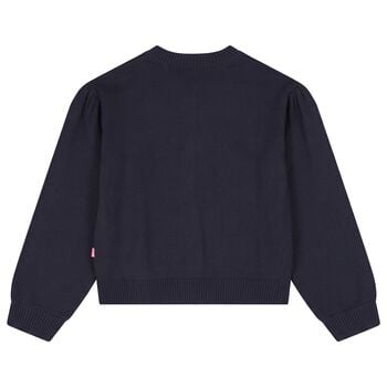 Girls Navy Blue Sequin Knitted Cardigan