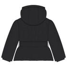 Girls Black Logo Padded Puffer Jacket, 1, hi-res