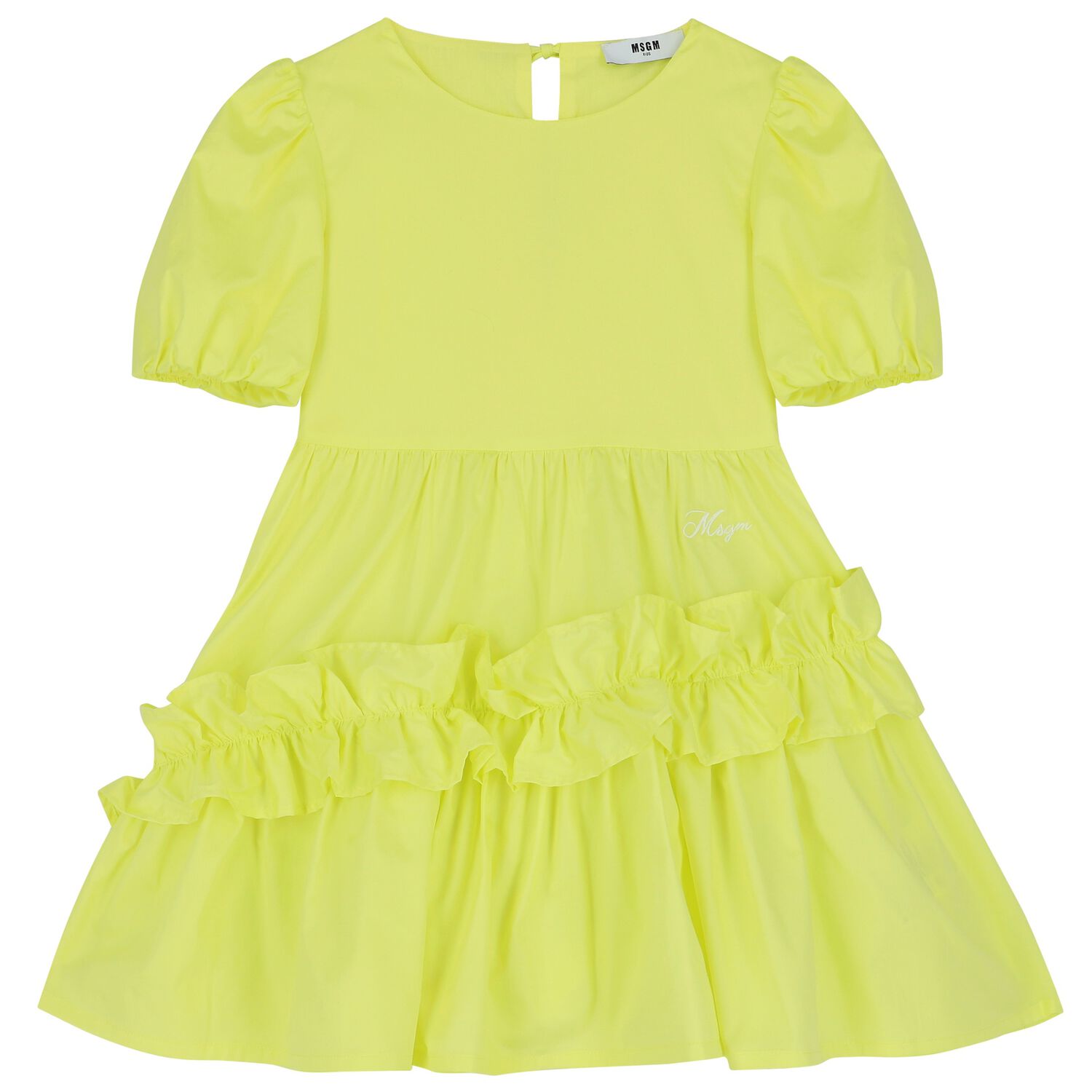 Girls Lime Green Logo Poplin Dress, 1, hi-res