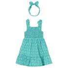 Girls Green Floral Smocked Dress Set, 1, hi-res