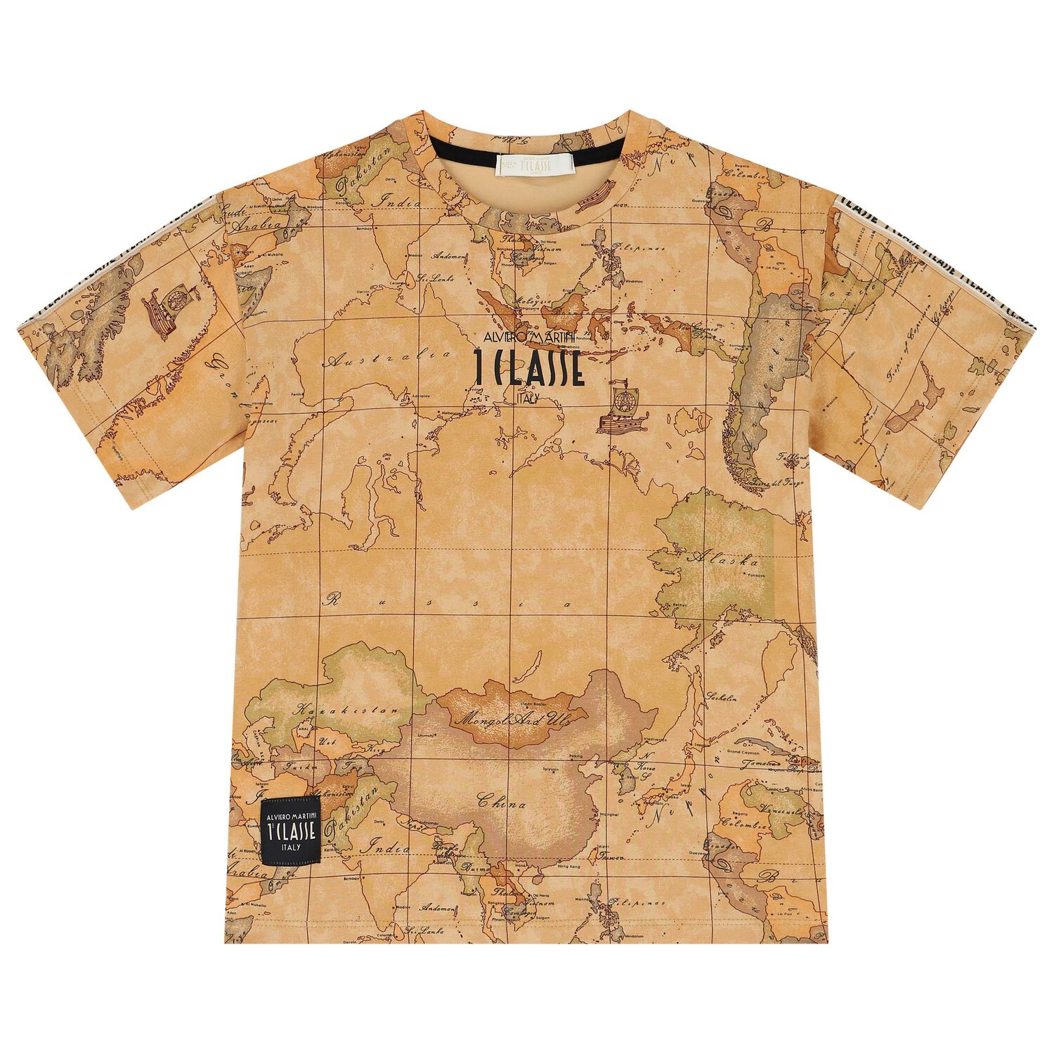 Boys Beige Geo Map T-Shirt, 1, hi-res