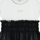 Girls White & Black Diamante Tulle Dress, 1, hi-res